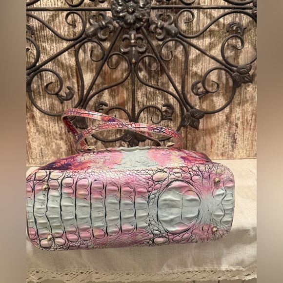 Pink/ Blue Brahmin Medium Asher Melbourne Leather Purse Like new w papers - Picture 9 of 13